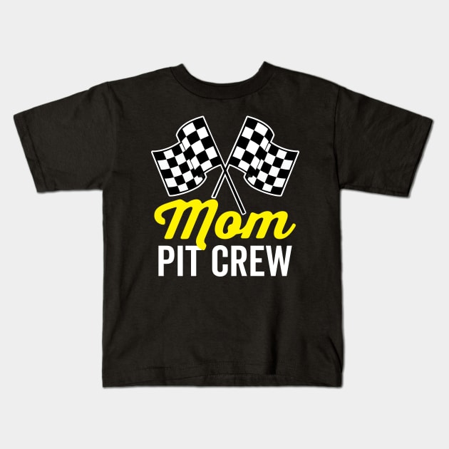 Mom Pit Crew for Racing Party Costume Kids T-Shirt by DetourShirts